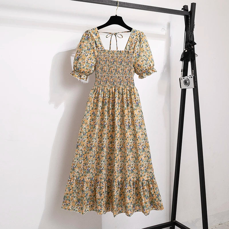Dames Midi Jurk Geplooid met Korte Mouwen 17