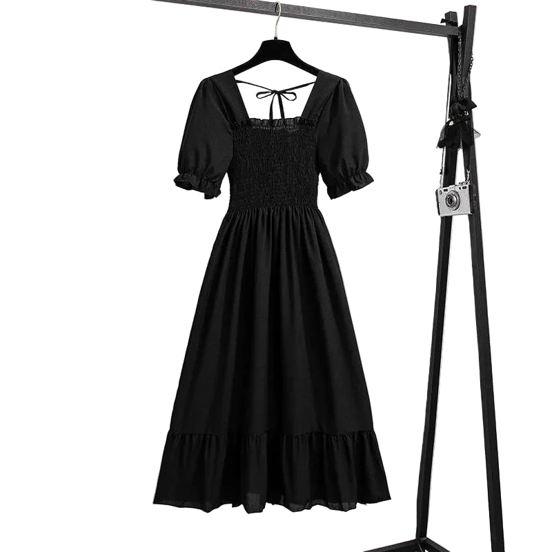 Dames Midi Jurk Geplooid met Korte Mouwen 22