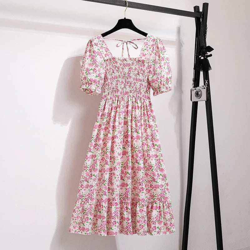 Dames Midi Jurk Geplooid met Korte Mouwen 3