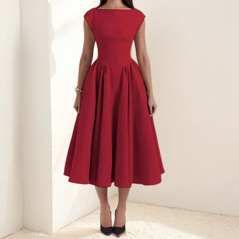 Dames Midi Jurk Mouwloos Met Vloeiende Beweging 3