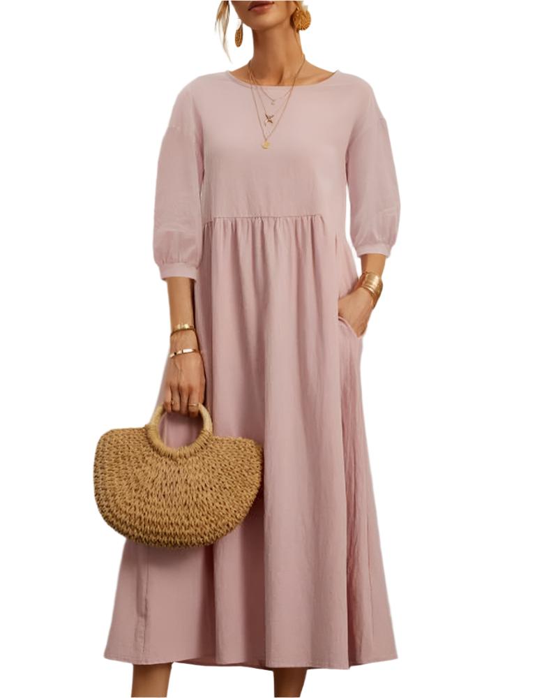 Dames Midi Jurk met Lantaarnmouwen 3