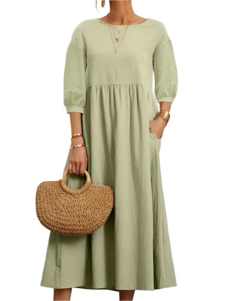 Dames Midi Jurk met Lantaarnmouwen 7