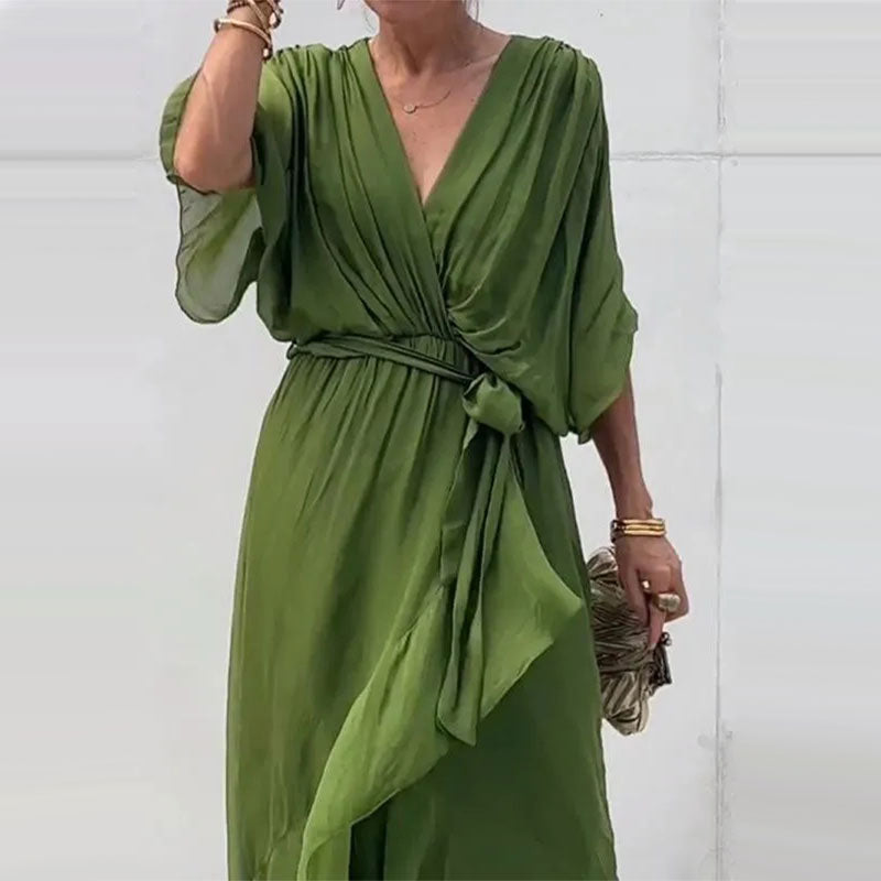 Dames Midi Zomerjurk Met V-Hals 3