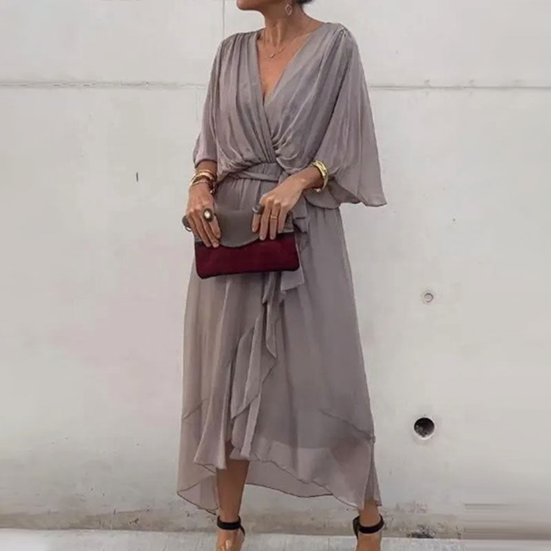 Dames Midi Zomerjurk Met V-Hals 6