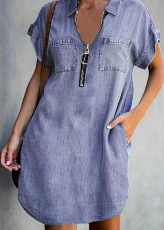 Dames Midjurk Denim Casual Met Peter Pan-kraag 2
