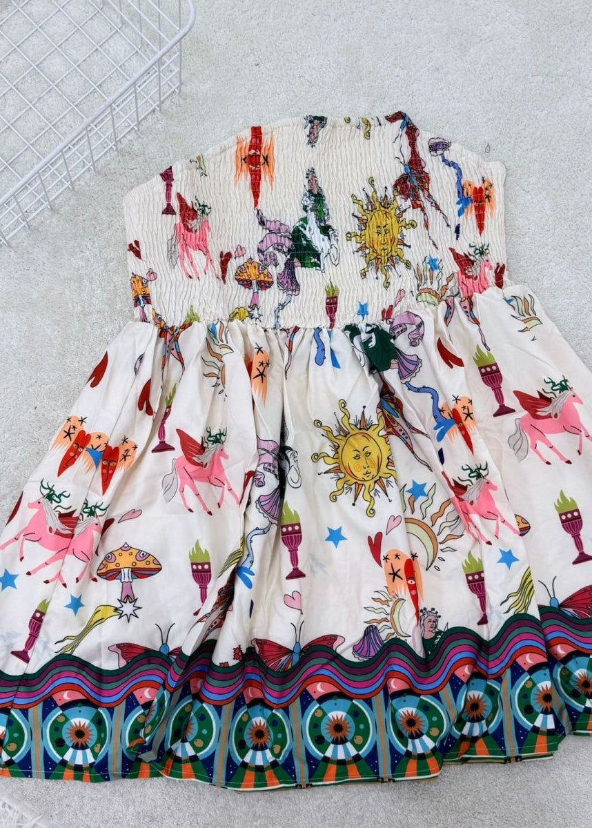 Dames Midjurk Mouwloos met Koude Schouder en Gerimpelde Details 1