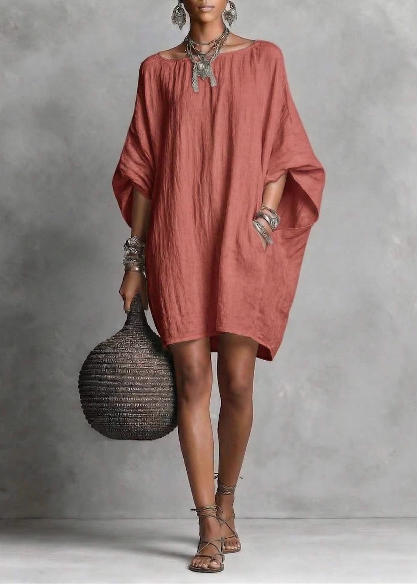Dames Midjurk Oversized Casual Vleermuismouw 3
