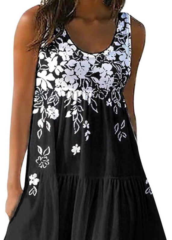 Dames Midjurk Zomer O-hals Print 2