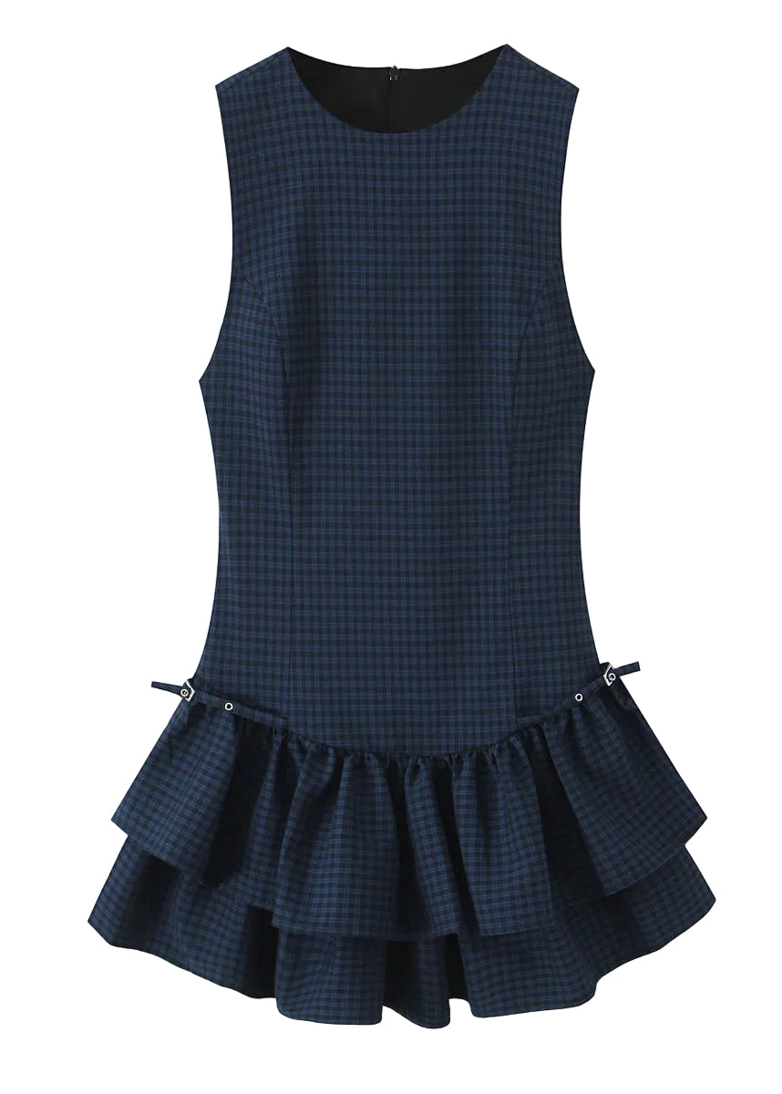 Dames Mini-jurk Gelaagd Geruit Zomerstijl 3