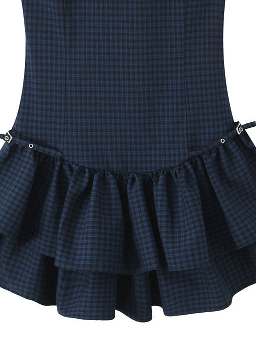 Dames Mini-jurk Gelaagd Geruit Zomerstijl 4