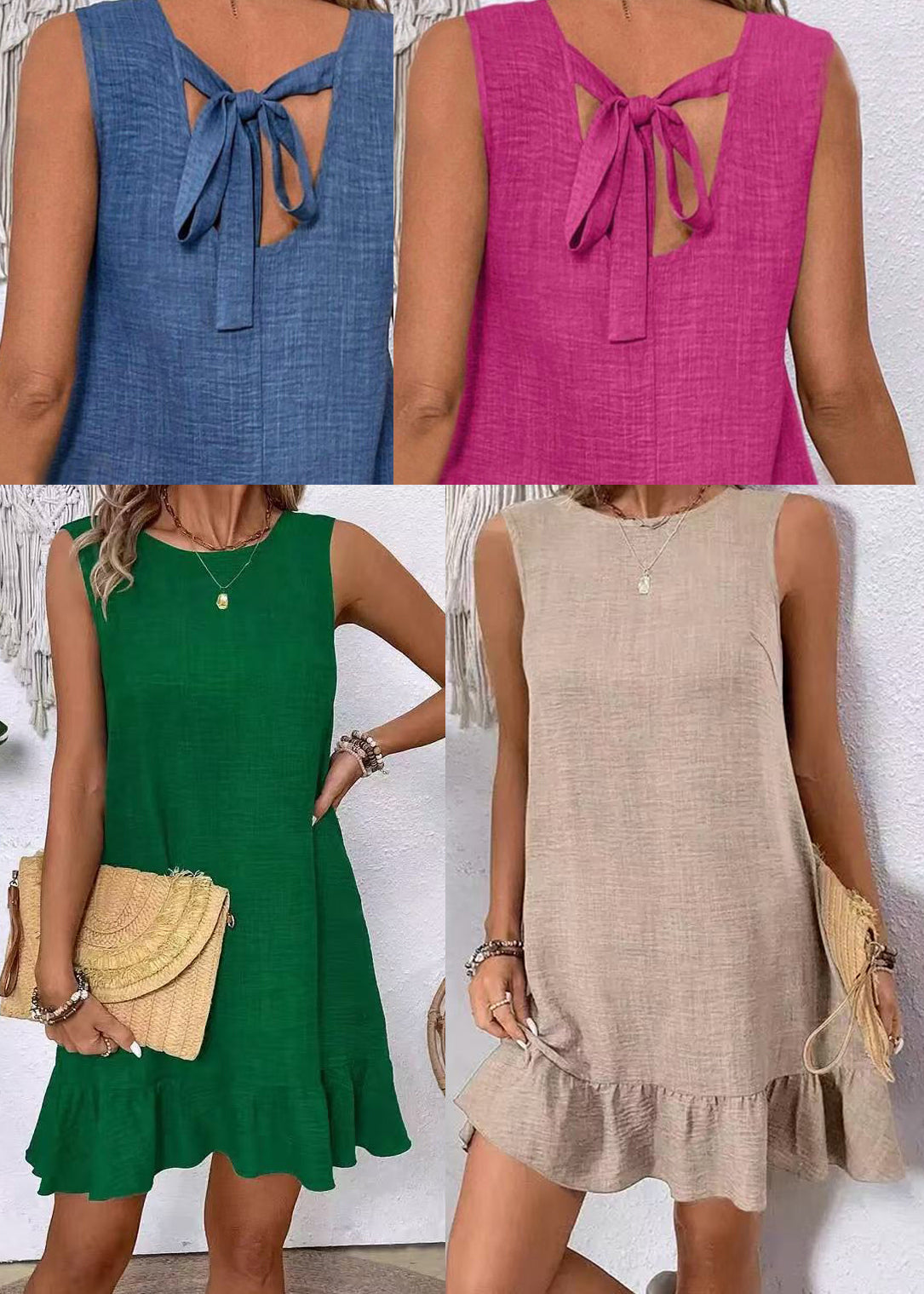 Dames Mini-jurk Oversized Zonder Mouwen 4