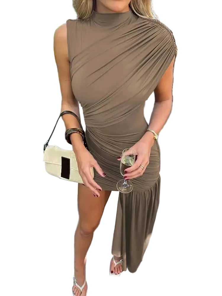 Dames Mini Jurk Gedrapeerd met Ruches - Stijlvolle Zomer Kleding voor Feestelijke Gelegenheden 0