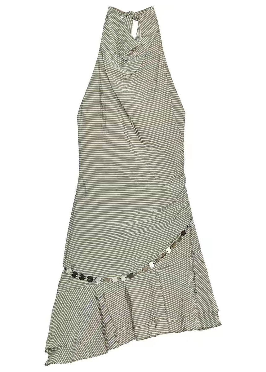 Dames Mini Jurk Halter Gestreept Casual Zomer 4