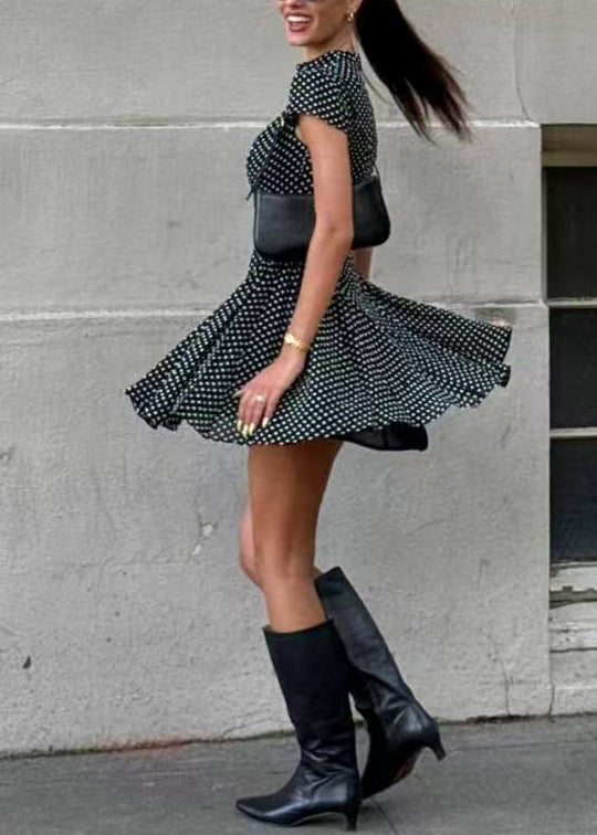 Dames Mini Jurk Met Gerimpelde Details En Korte Mouwen 3