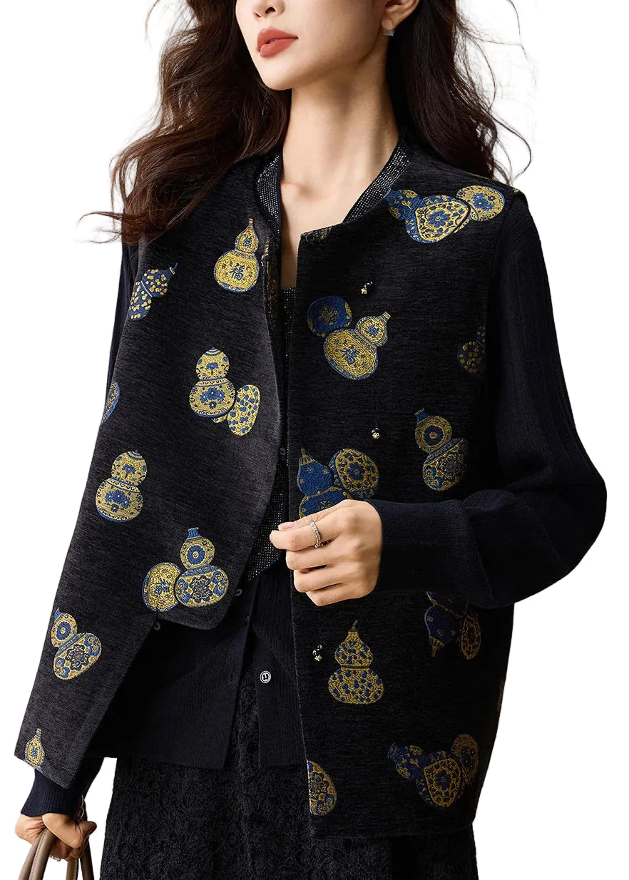 Dames Mouwloos Vest Jacquard Chinese Stijl 0