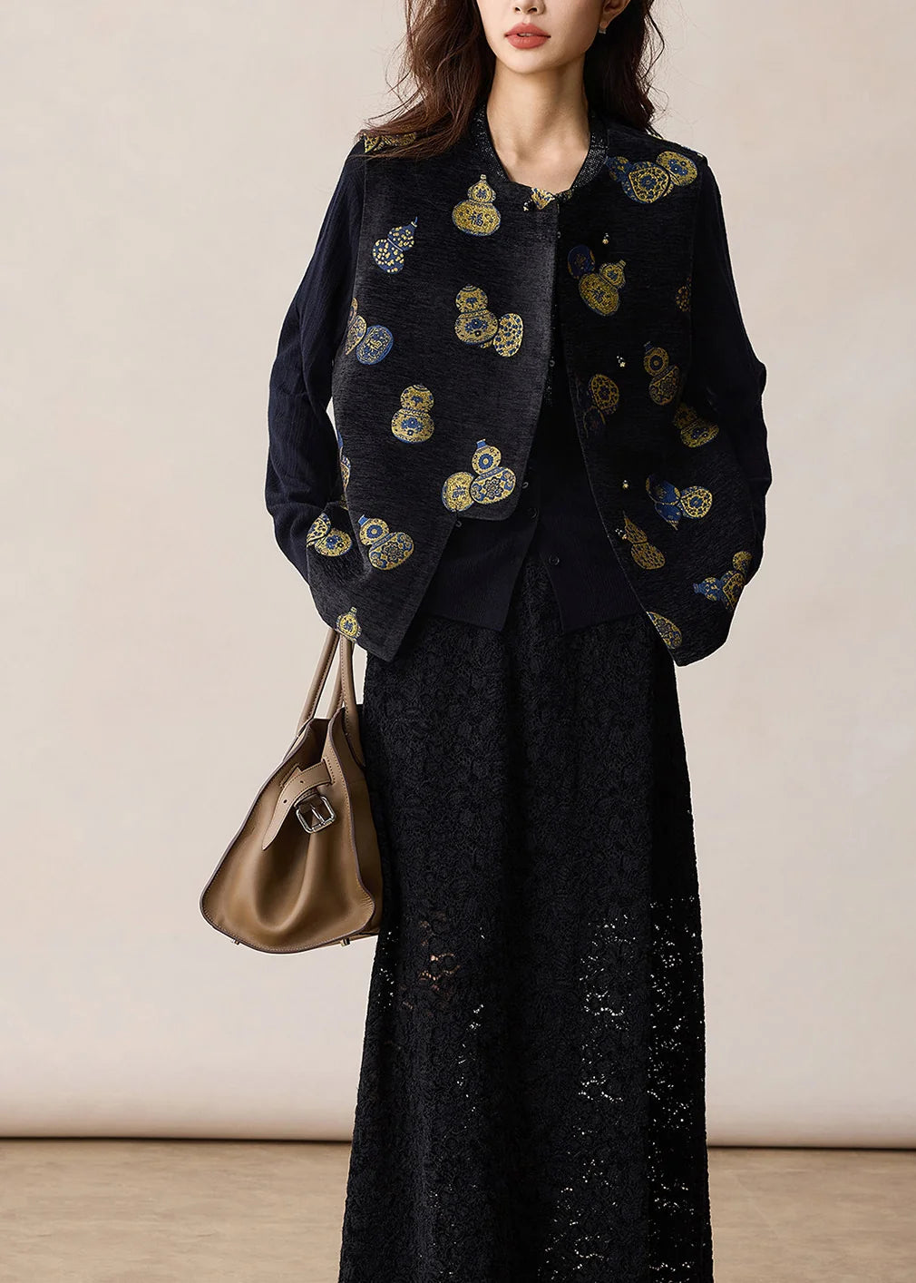 Dames Mouwloos Vest Jacquard Chinese Stijl 2
