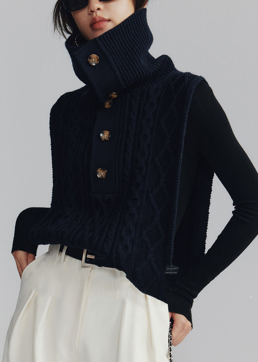 Dames Mouwloos Vest met Col en Knoop 1
