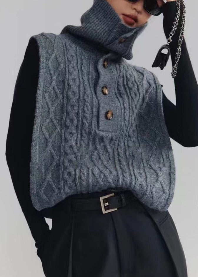Dames Mouwloos Vest met Col en Knoop 3