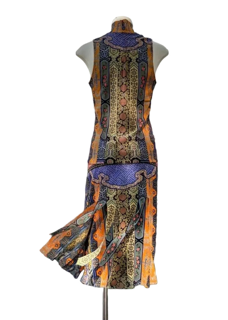 Dames Mouwloze Jurk Boheemse Print Patchwork 0