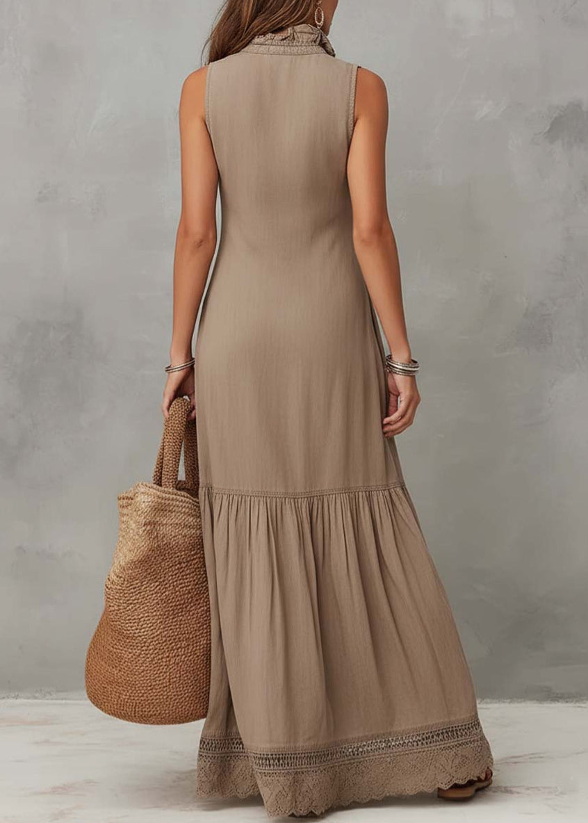 Dames Mouwloze Jurk V-hals Patchwork Design 2