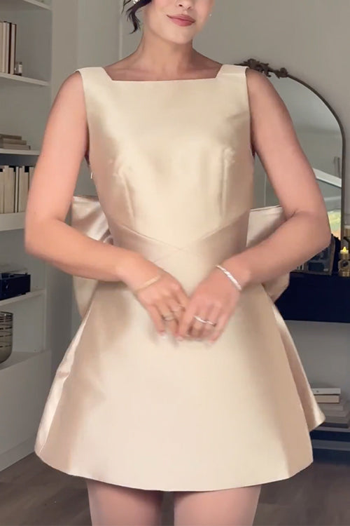 Dames Mouwloze Mini Feestjurk met Strikknoop 4