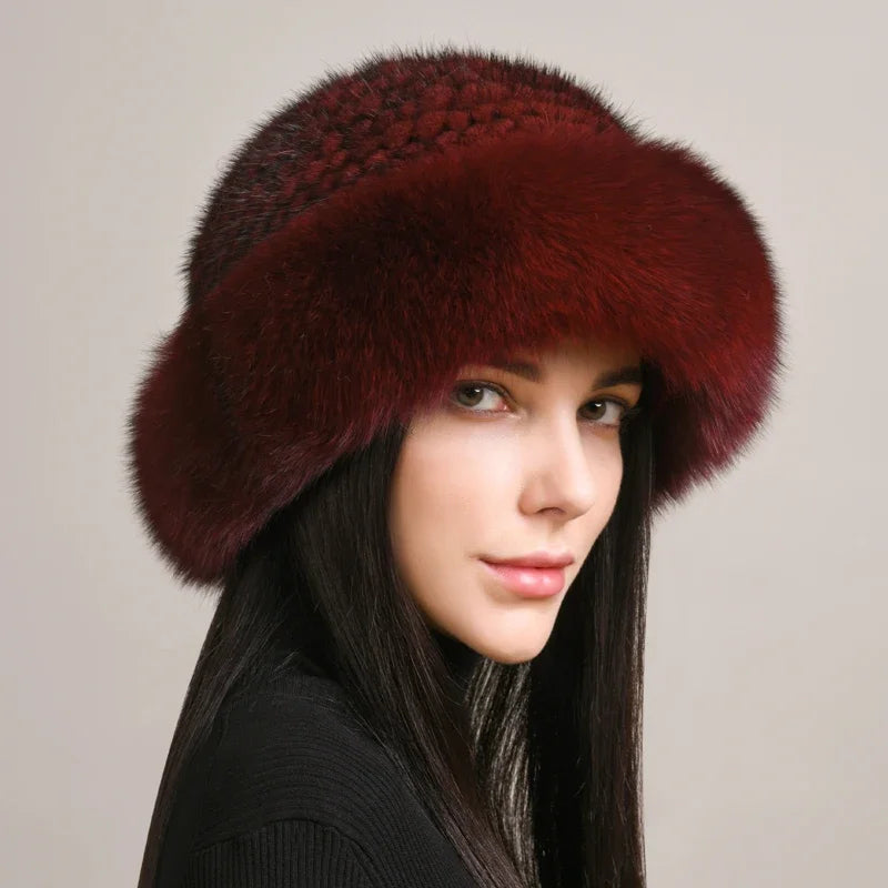Dames Muts Ronde Kroon met Bontrand voor Koude Winterdagen 9