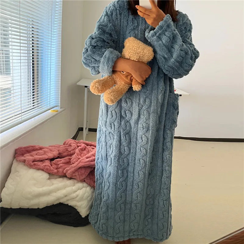 Dames Nachtjapon Lange Mouw Comfortabel en Warm 1