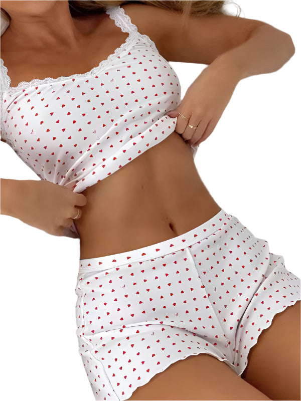 Dames Nachtset Spaghetti Bandjes Bloemenprint Katoen 0