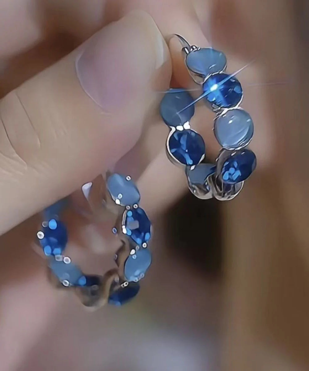 Dames Oorbellen Kattenoog Motief Blauw 0