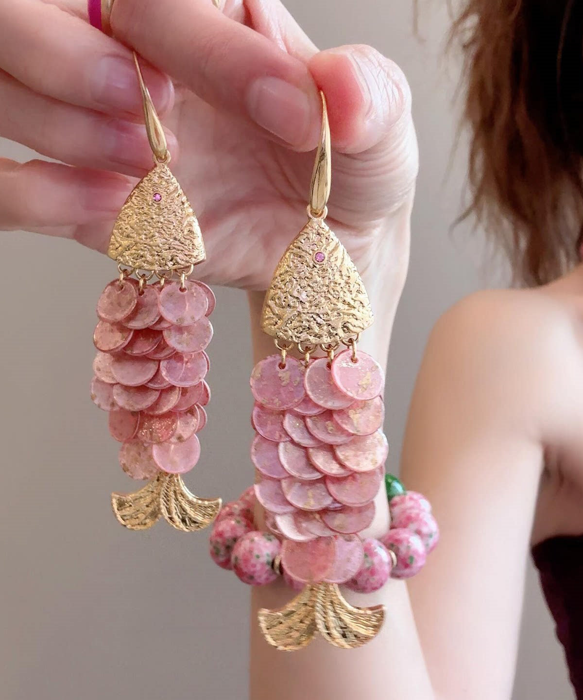 Dames Oorbellen Met Kwastje en Visschubdesign 4