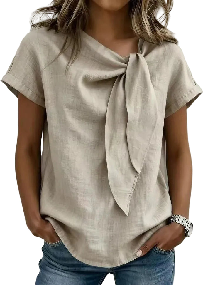 Dames Overhemd Korte Mouwen Casual Stijl met Veters 0