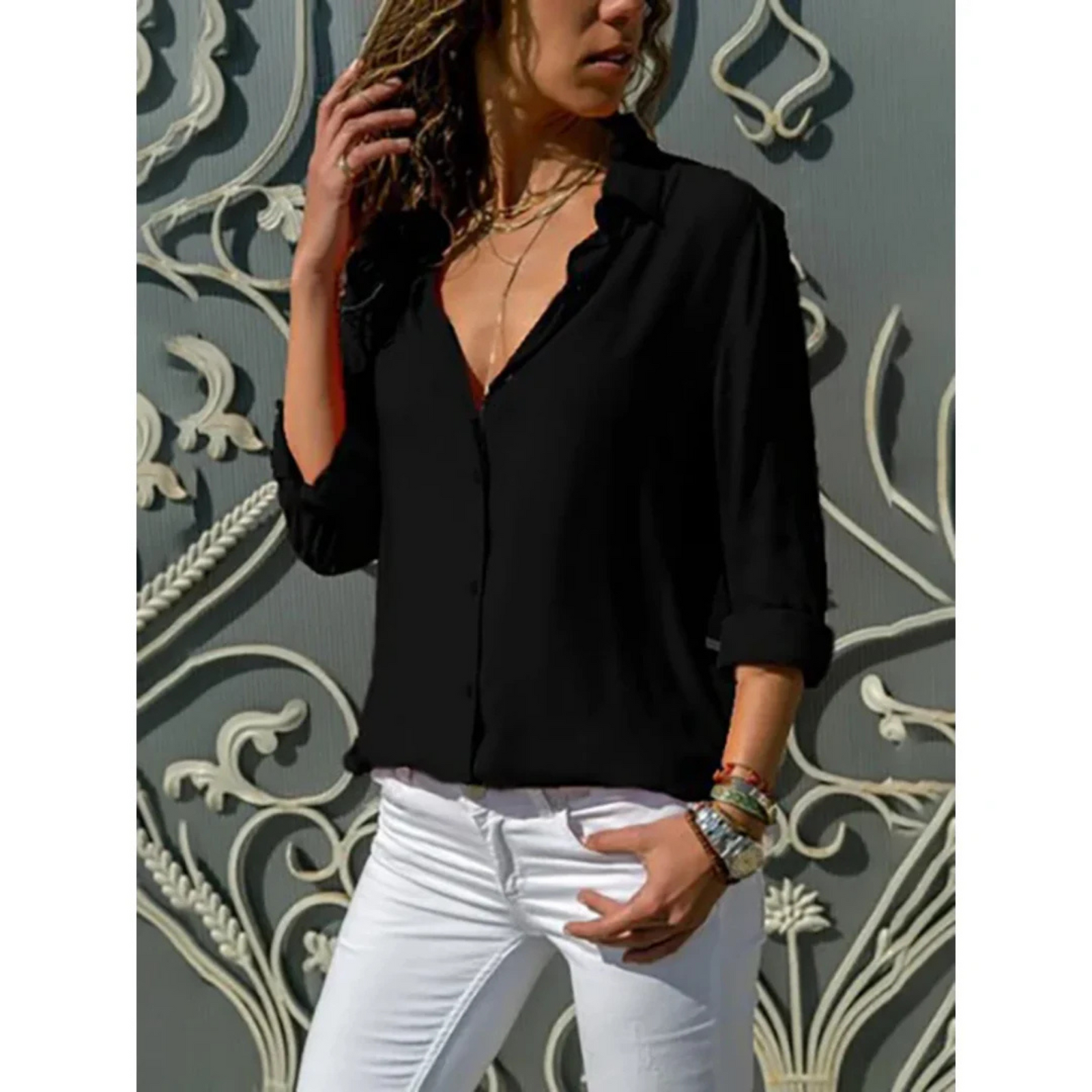Dames Overhemd Lange Mouwen Casual 1