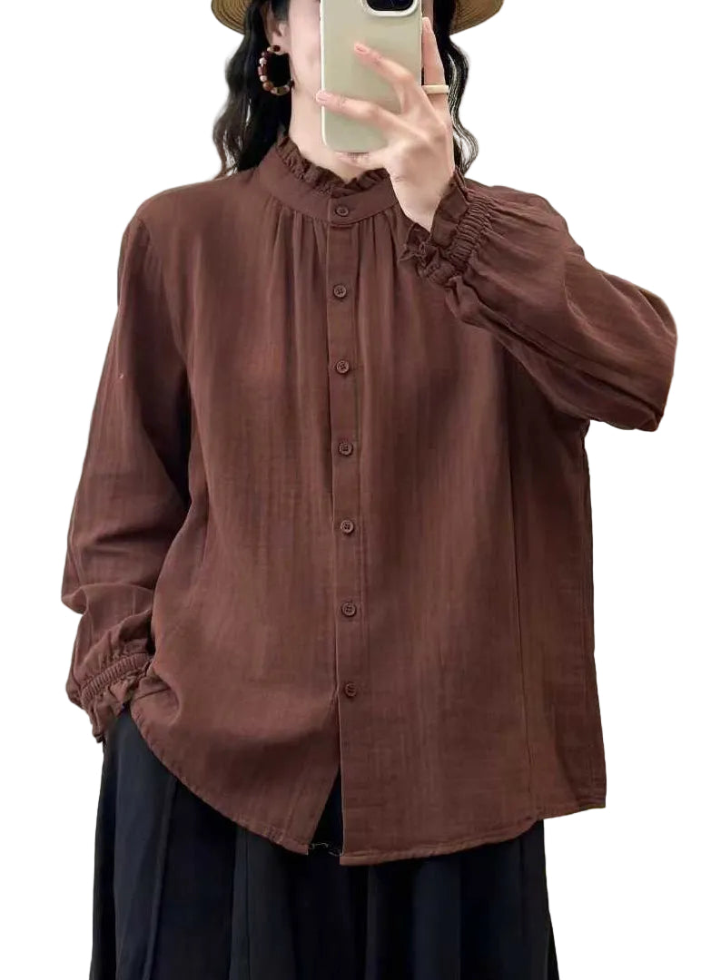 Dames Oversized Blouse met Opstaande Kraag 2