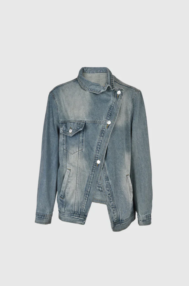 Dames Oversized Denim Jacket Asymmetrisch Design 5