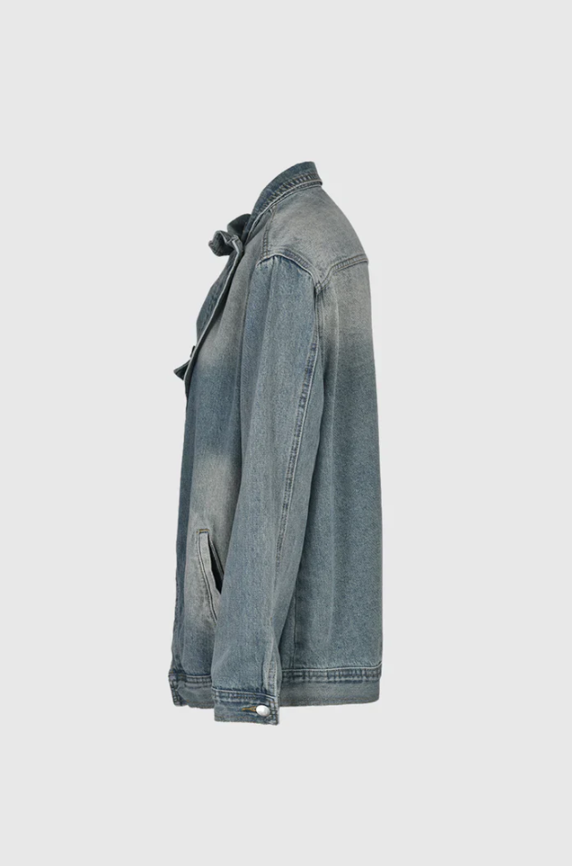 Dames Oversized Denim Jacket Asymmetrisch Design 7