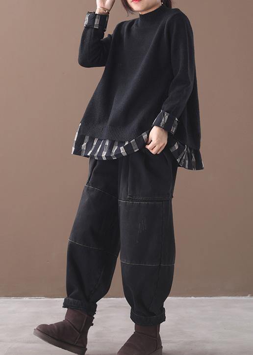 Dames Oversized Gebreide Blouse met O-hals 1