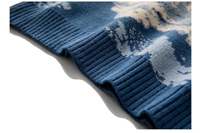 Dames Oversized Gebreide Trui met Berglandschap Design 8