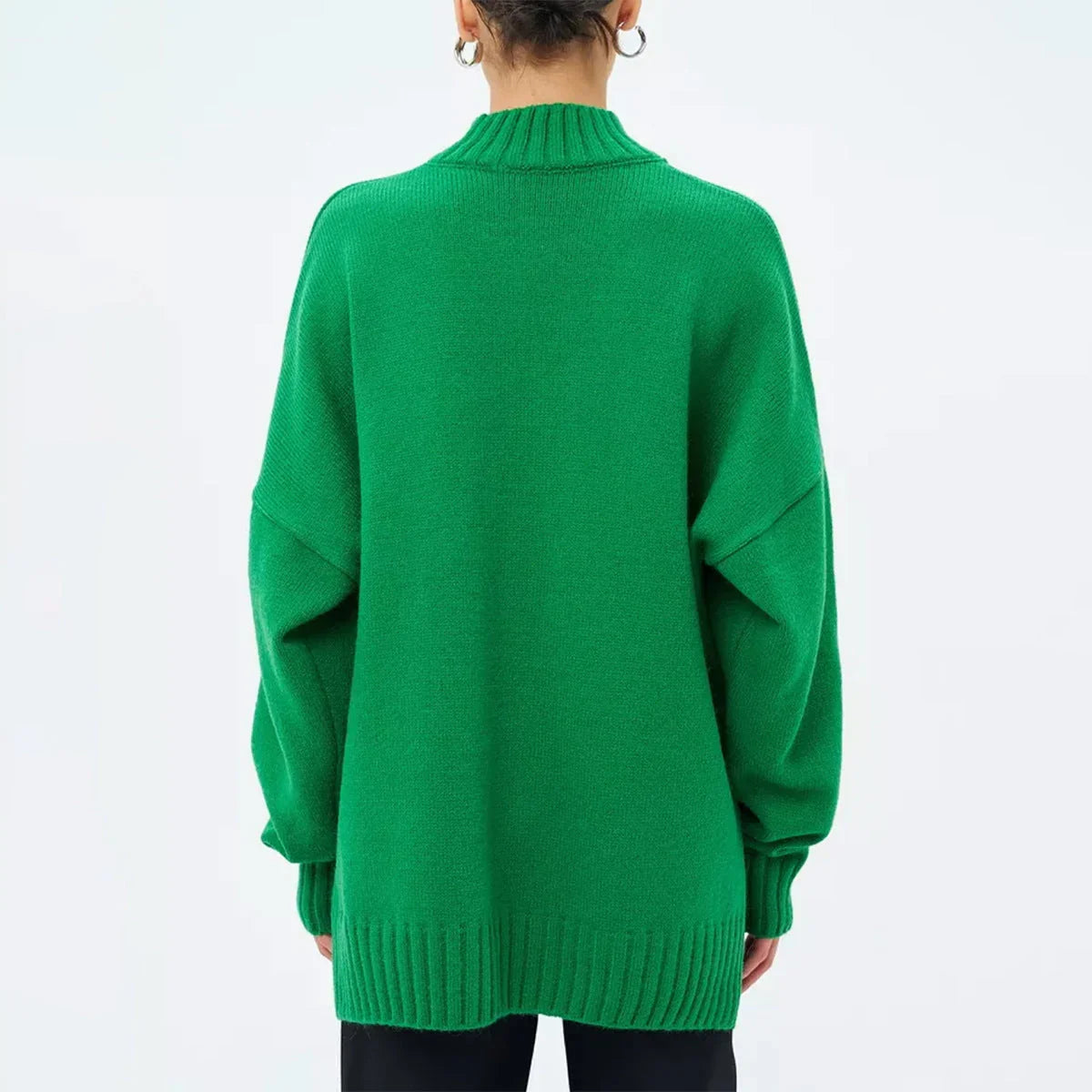 Dames Oversized Gebreide Trui met Halfhoge Hals 2