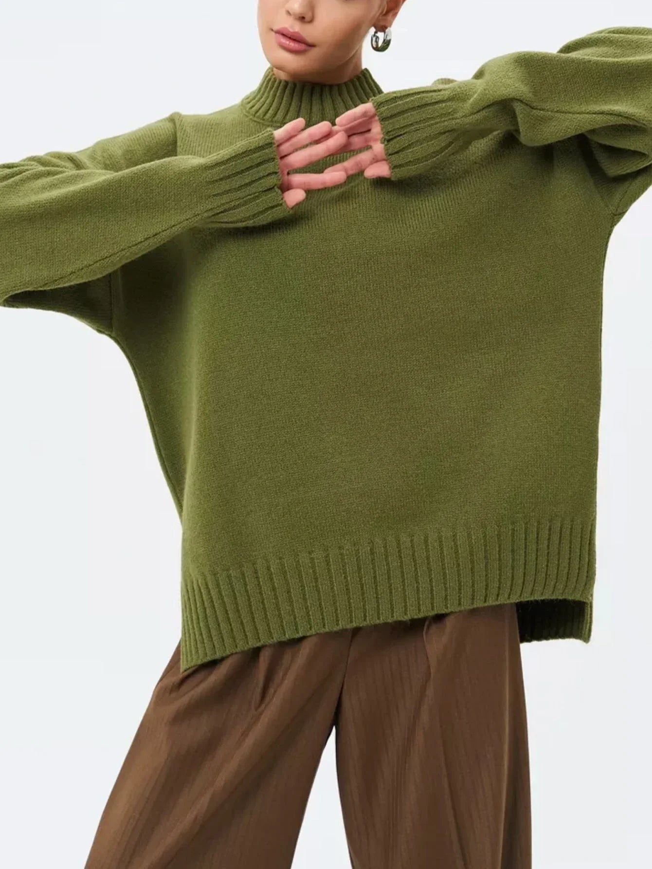 Dames Oversized Gebreide Trui met Halfhoge Hals 6