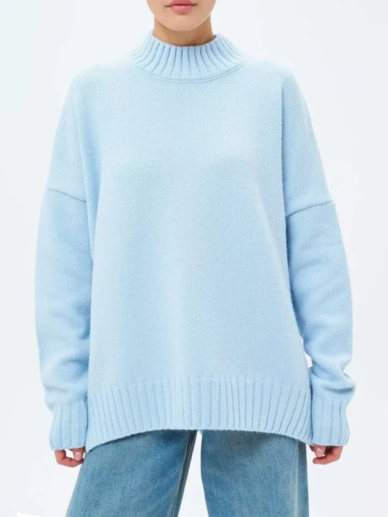 Dames Oversized Gebreide Trui met Halfhoge Hals 7