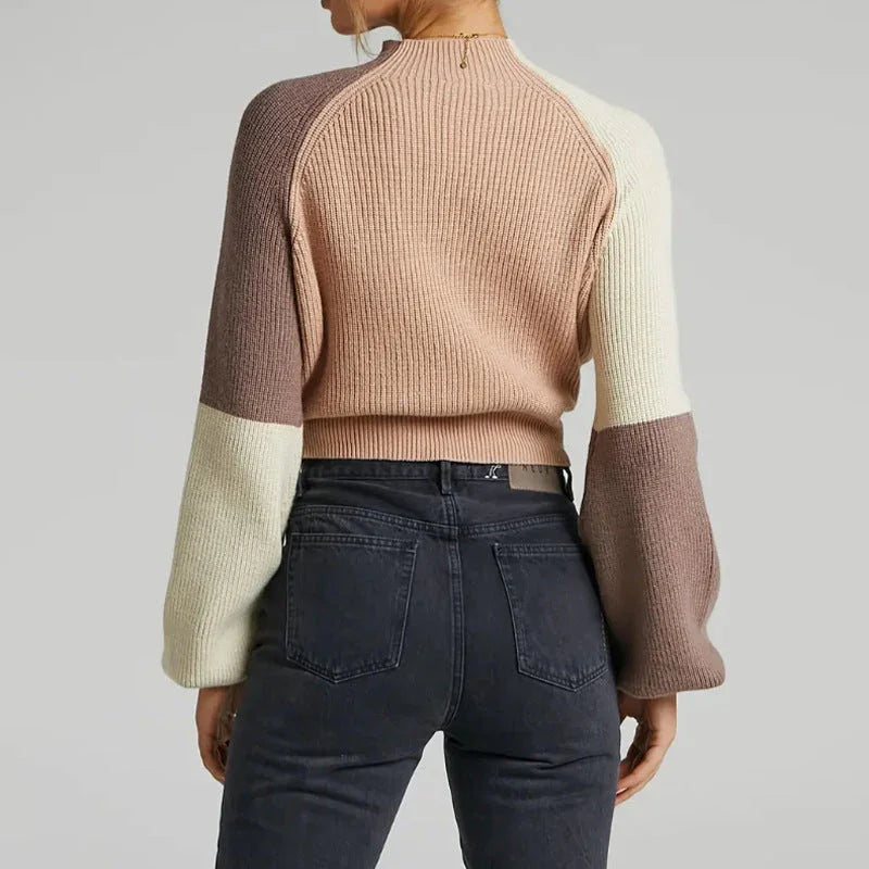 Dames Oversized Gebreide Trui met Opstaande Hals 2