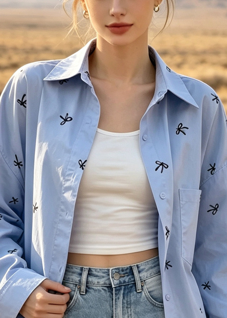 Dames Oversized Overhemdtop met Strikprint 1