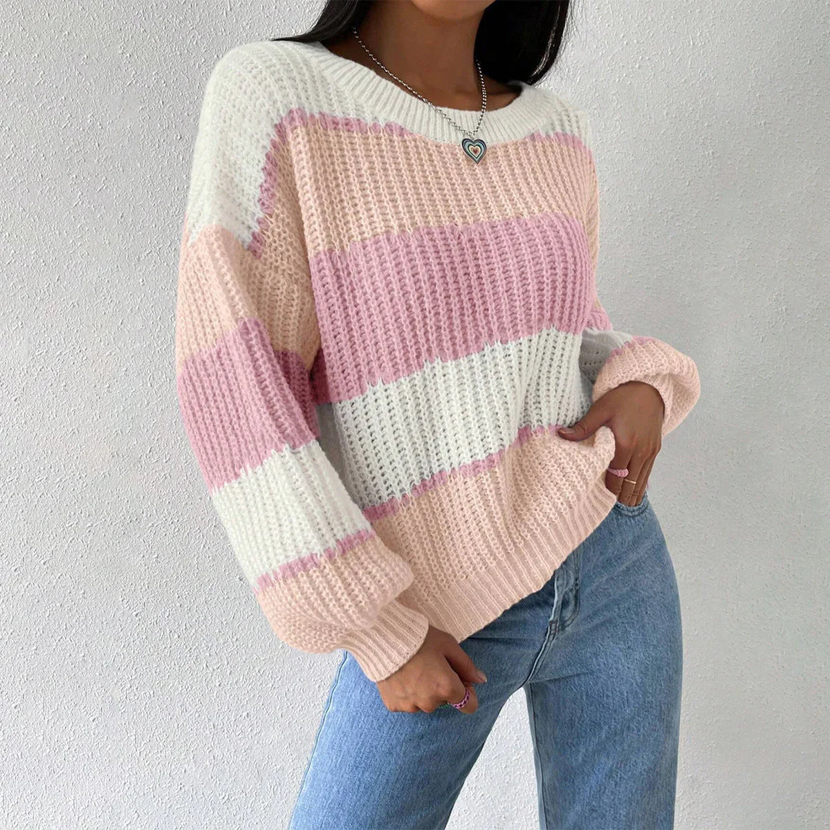 Dames Oversized Pullover Trui Met Ronde Hals 1