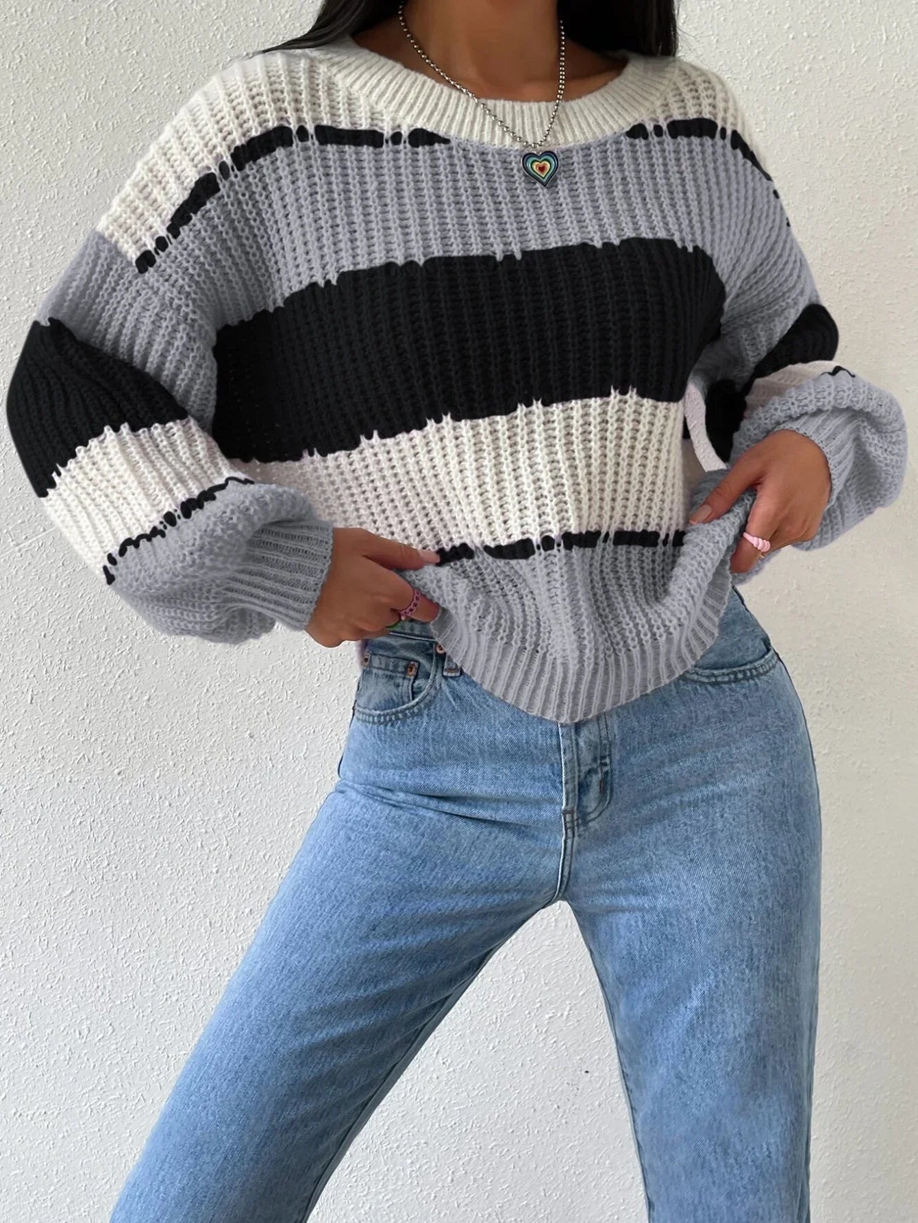 Dames Oversized Pullover Trui Met Ronde Hals 3