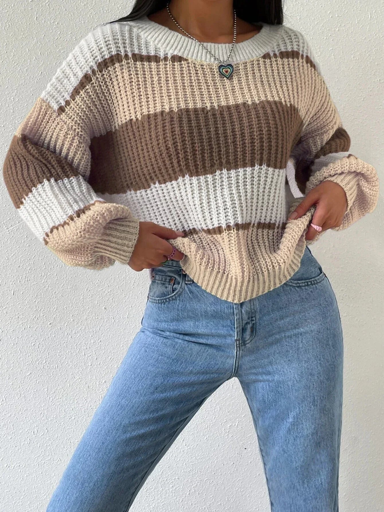 Dames Oversized Pullover Trui Met Ronde Hals 4
