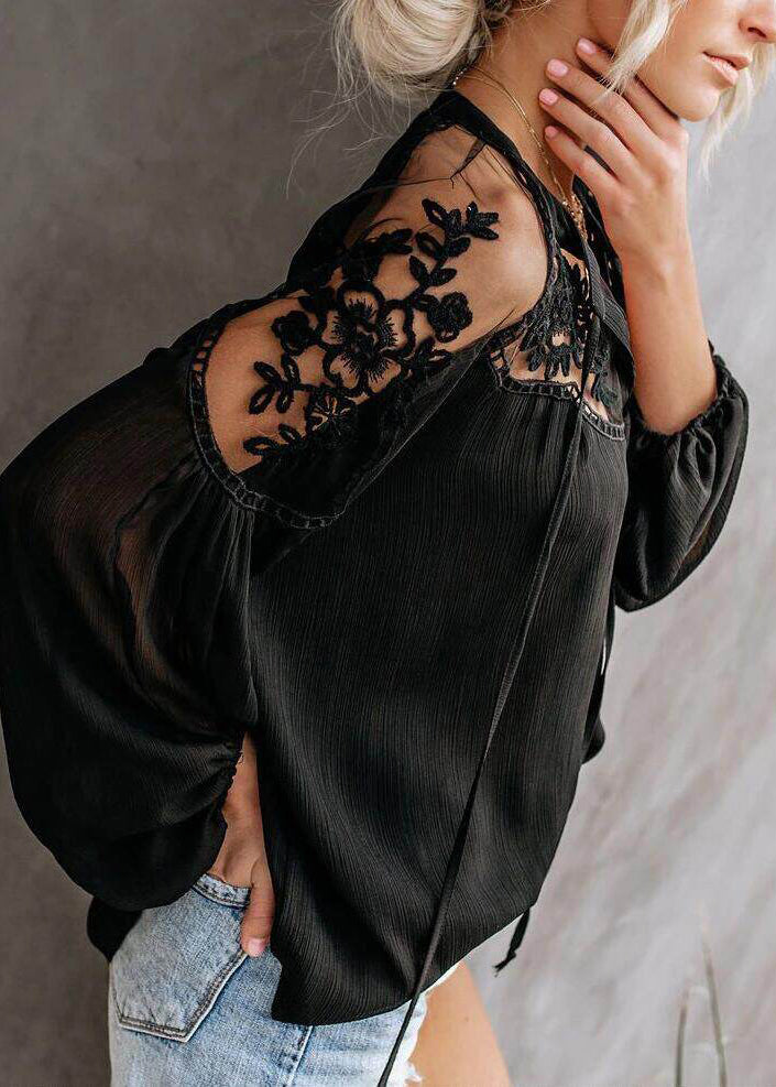 Dames Oversized Shirt Patchwork Kant Transparant Zomerstijl 3