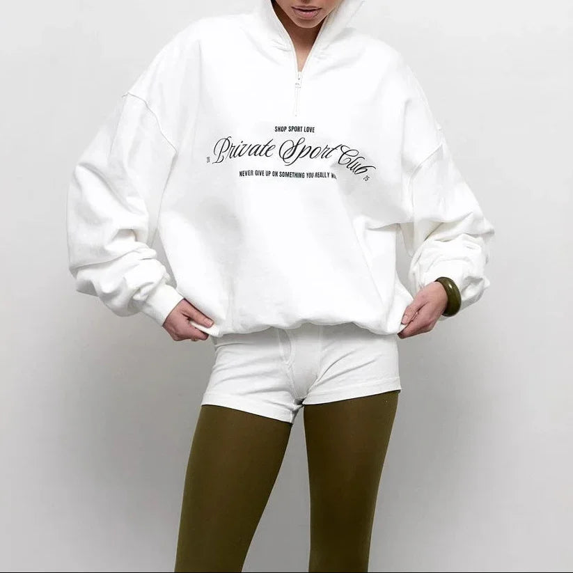 Dames Oversized Sweatshirt met Halve Rits 1