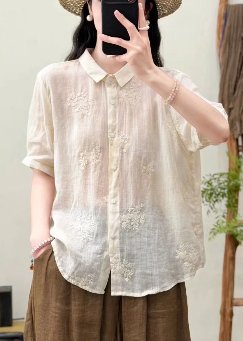 Dames Oversized Top Geborduurd voor Casual Zomerse Stijl 1