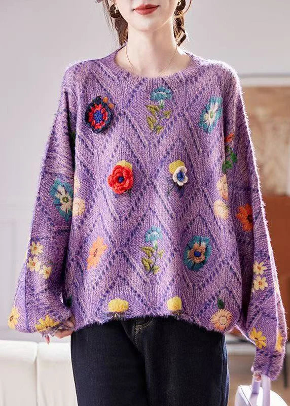 Dames Oversized Trui Bloemenprint Herfststijl 2