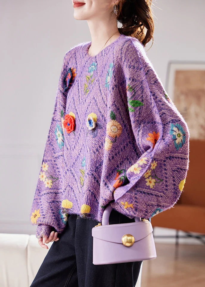 Dames Oversized Trui Bloemenprint Herfststijl 3